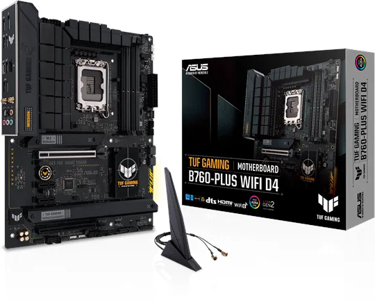 ASUS TUF GAMING B760-PLUS WIFI D4 Moederbord - Intel B760 - Intel LGA1700 socket - DDR4 RAM - ATX