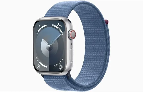 Apple Watch Series 9 GPS + Cellular 45mm - Zilveren aluminium kast met Winter Blue Sport Loop