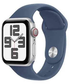 Apple Watch SE GPS + Cellular 40mm - Zilverkleurige aluminium kast met denim sportband - M/L